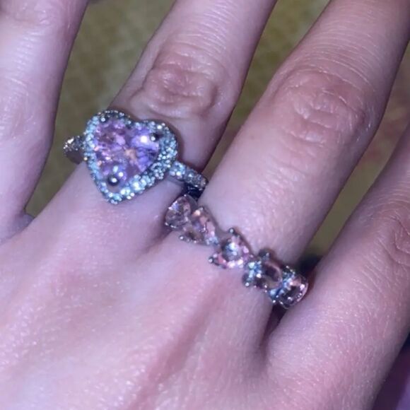 Pink Diamond Trendy heart promise ring sz 7 - Picture 12 of 16
